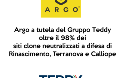 Argo a tutela del Gruppo Teddy: oltre il 98% dei siti clone neutralizzati a difesa di Rinascimento, Terranova e Calliope